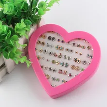 Новые женские серьги, ювелирные изделия kolczyki сережки золотого и серебряного цвета, 36 пар сережек-гвоздиков, детские серьги с сердечками и цветком H51