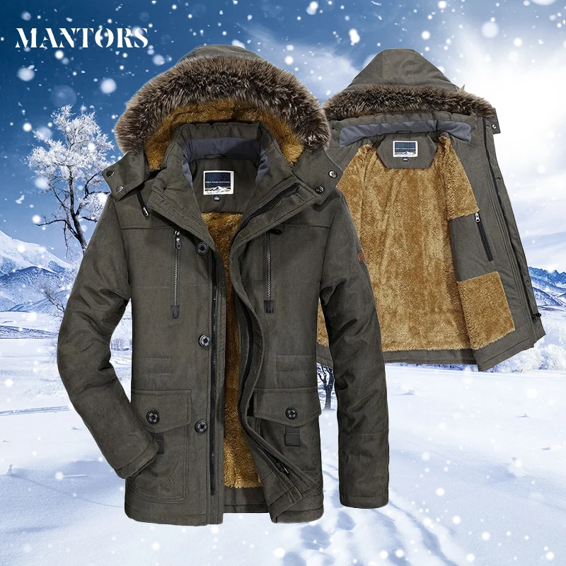 Velvet Coat Jacket Winter Men Outwear Parkas Fur-Collar Hooded Warm Male Plus-Size Mens