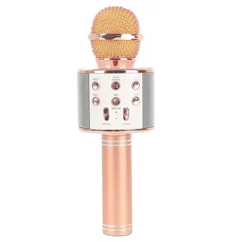 

Portable WS-858 Bluetooth Wireless Microphone Handheld K song Microphone USB Mini Home KTV Music Player Singing Speaker Player