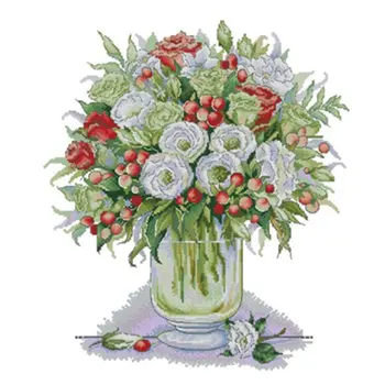

Rose red fruit vase patterns Counted Cross Stitch 11CT 14CT 18CT DIY Chinese Cross Stitch Kit Embroidery Needlework Sets