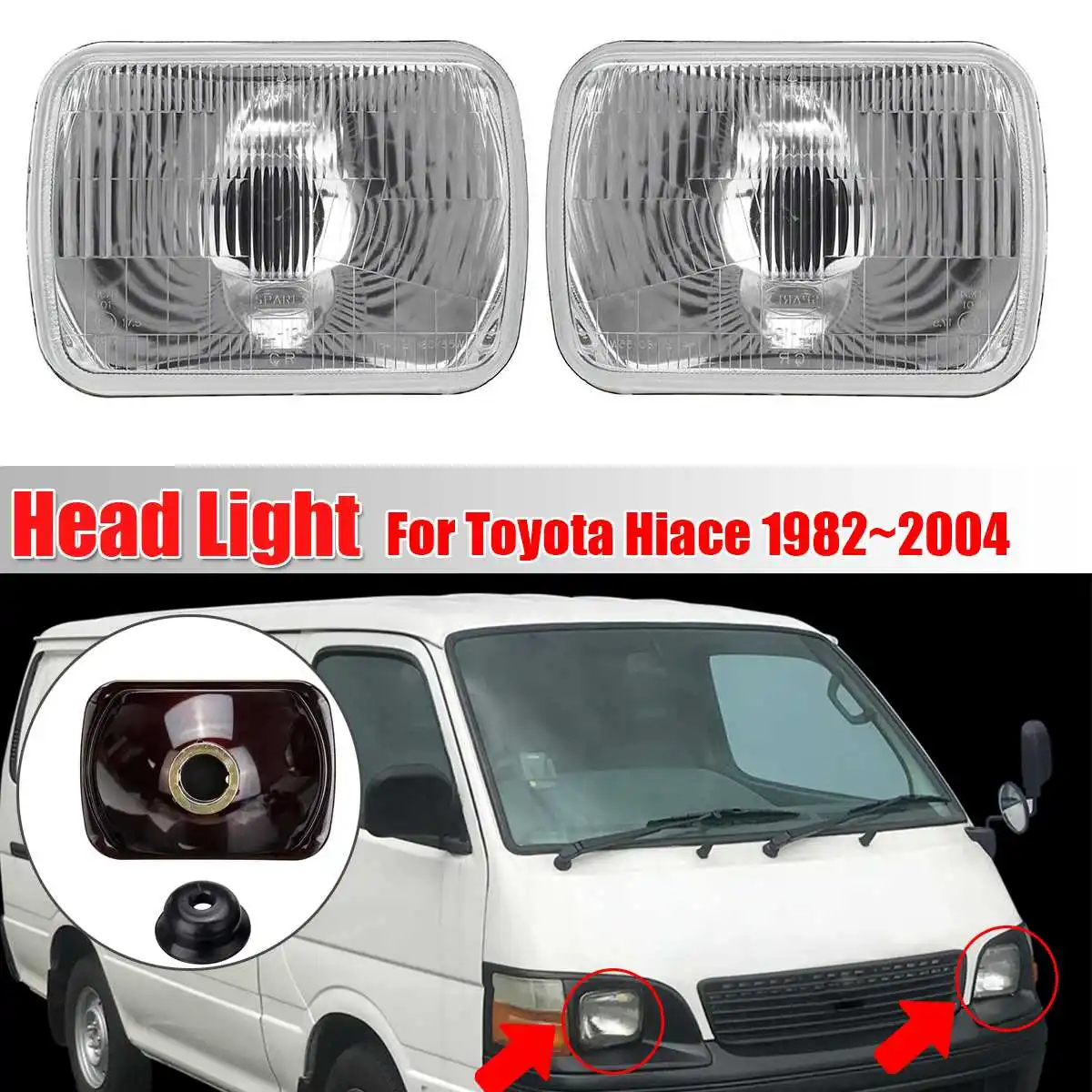 2x Car Headlight Cover Waterproof Lamp Hoods For Toyota Hiace 1982 2004