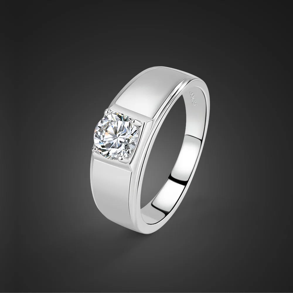 

Роскошное кольцо из стерлингового серебра 100% пробы с фианитами класса AAAAA для мужчин и женщин, обручальные кольца, отличное ювелирное изделие в подарок