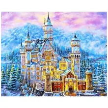 Алмазная вышивка Замок в горах Рыжий Кот 30х40см