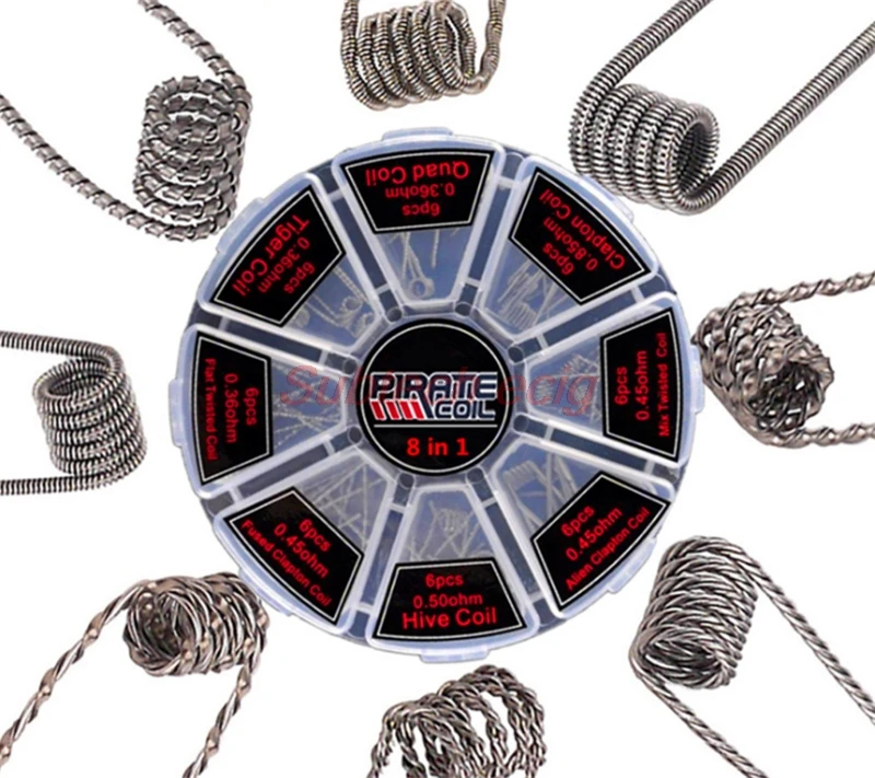 Пиратский NI80 готовый комплект катушек 8 в 1 Alien Fused Tiger Clapton катушка Смешанная витая