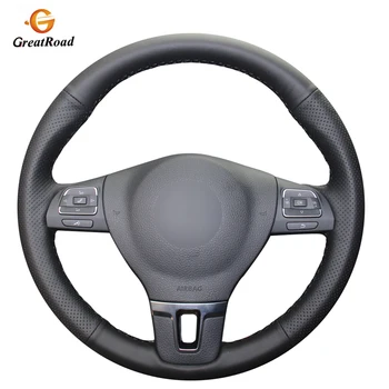 

Hand-stitched Black PU Artificial Leather Car Steering Wheel Cover for Volkswagen VW Tiguan Lavida Passat B7 Jetta Mk6