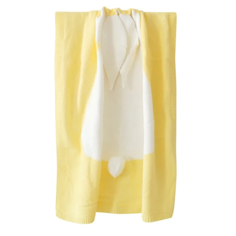 

hilittlekids Baby Blanket Stereoscopic Rabbit Ear Style Knit Blanket Multi Color Acrylic Average Code Baby Blanketsborn