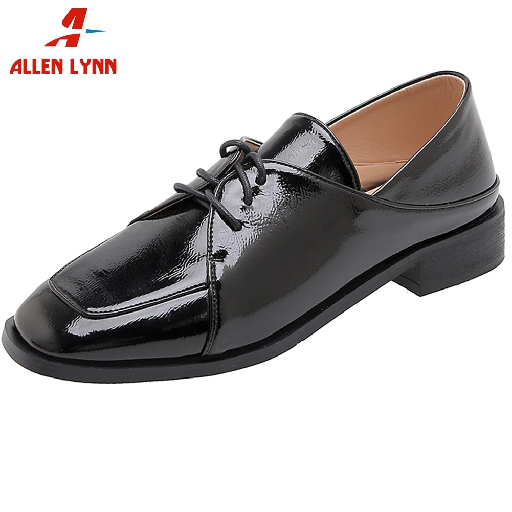 

ALLEN Fashion Lady 2020 Spring Autumn Brand Casual Office Shoes Woman Lace Up Square Toe Low Heels Pumps Women Pumps