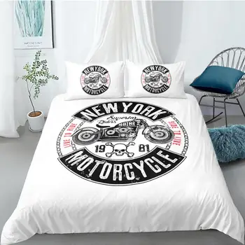 

Motorcycle Bedding Set Queen Size Fashionzble High End Duvet Cover White King Twin Full Single Double Unique Design Bed Set