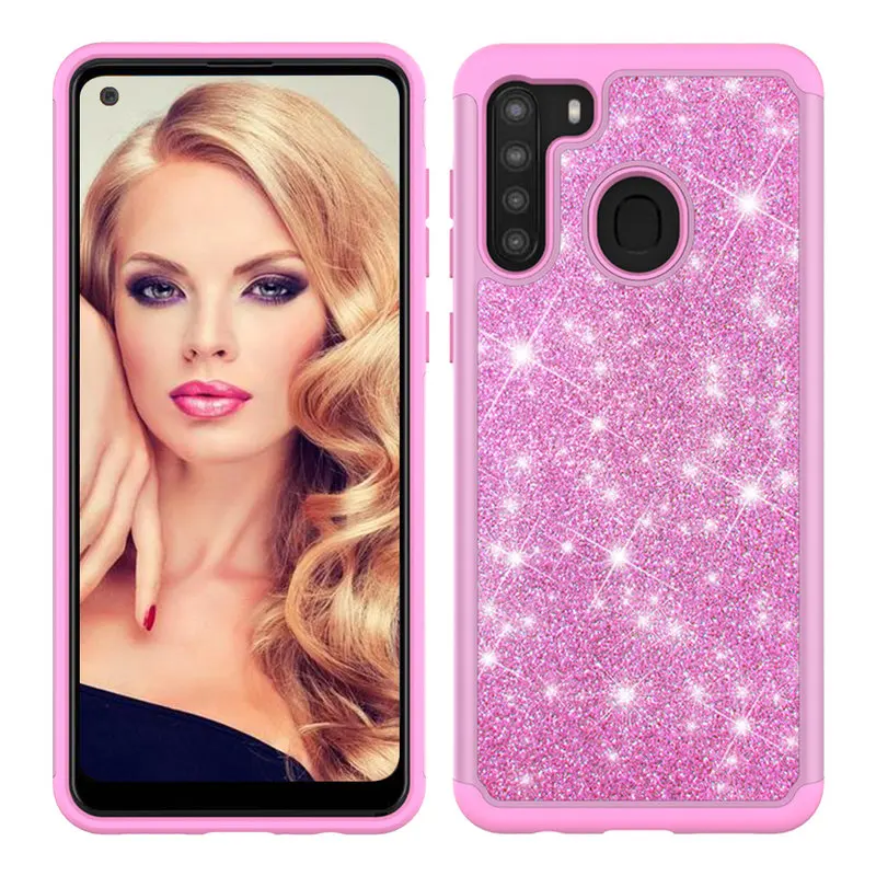 

Glitter Case For Samsung Galaxy A21 TPU Silicon Shockproof Phone Cover For Samsung A 21 A215U A215U1 Fashion Hard PC Back Case