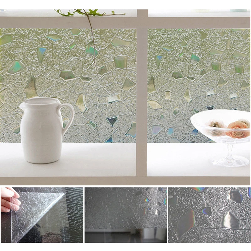 Glue-Free Privacy Frosted Opaque Window Sticker Glass Bathroom Home Decor UK