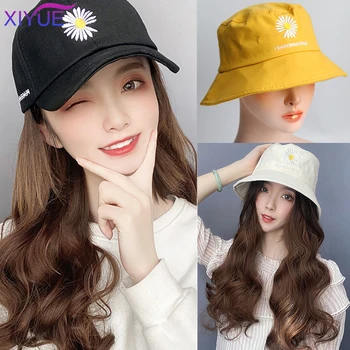 

XIYUE Fashion Long Curly/Straight Wig with Embroidery Baseball Hat Synthetic Adjustable Baseball Cap Natural Fake Hair for Women