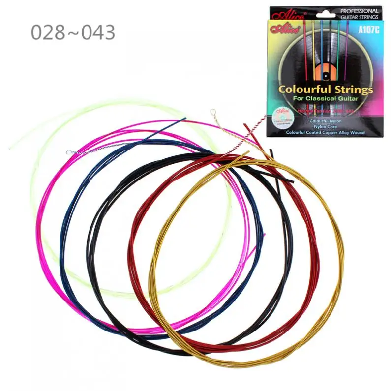 

Guitar string 6pcs/set Colorful Strings Classical Guitar Strings 028 - 043 Inch Nylon Coated Copper Alloy String