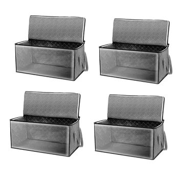 

New 4 Pack Clothes Storage Bag Organizer with Handle for Comforters, Blankets, Bedding, Foldable with Zipper,Clear Window