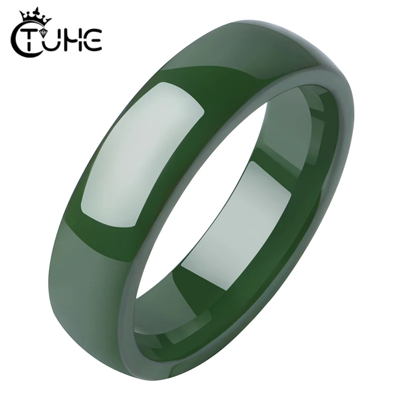 

2019 New Green Color Ceramic Rings for Women Men Smooth Healthy Never Fade 3mm 6mm Width Green Finger Rings Wedding Party Gift
