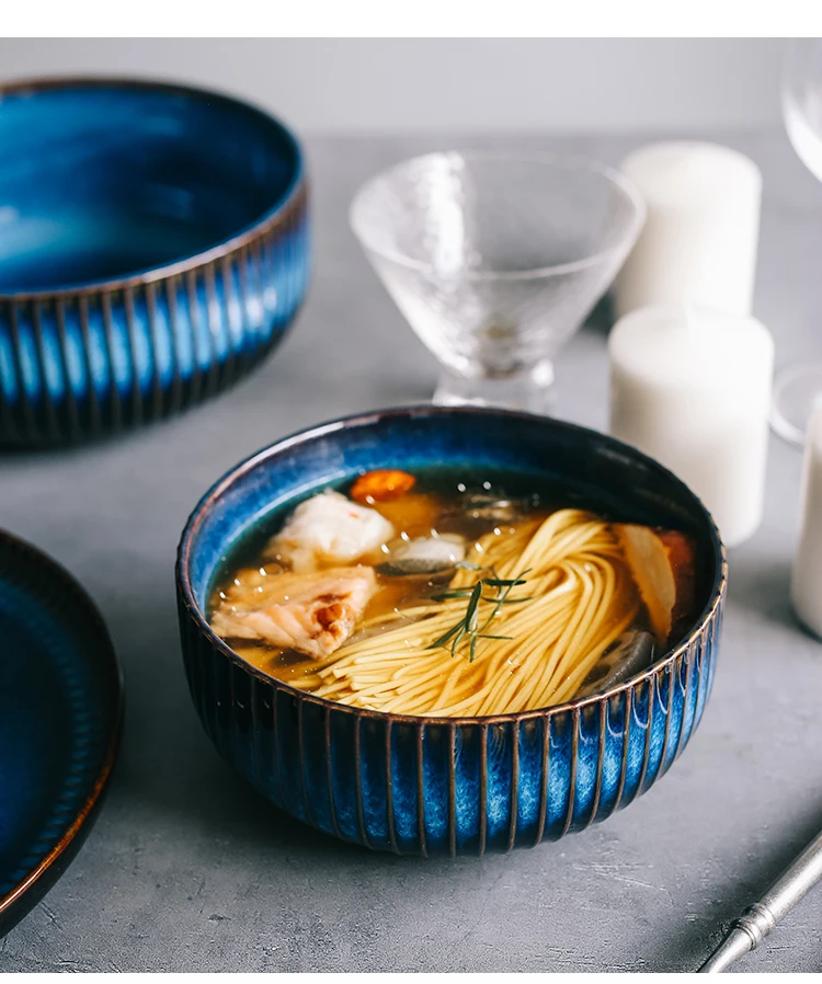 KINGLANG Скандинавская керамическая миска для рисовой лапши, домашний салат, креативная градиентная миска для завтрака, супа