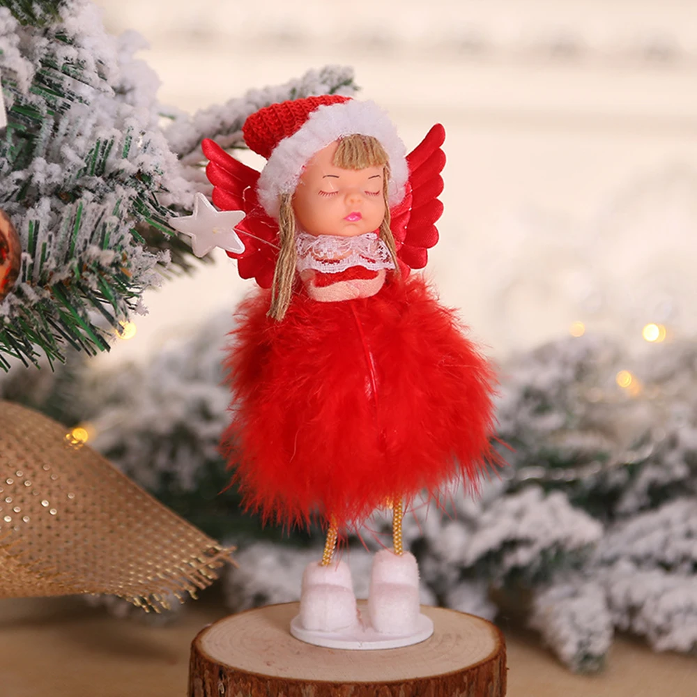 Новогодний Рождественский Ангел кукольный орнамент Рождественская подвесная Елочная игрушка украшения для дома подарок для детей - Цвет: Red angel standing