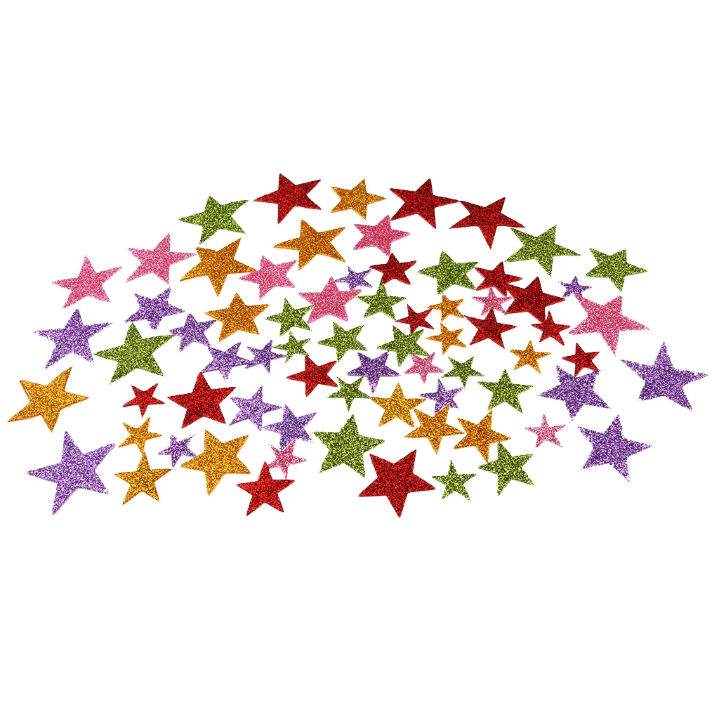 1 Pack Colorful Self Adhesive Star Shape Foam Glitter Stickers for Home Kindergarten Classroom Kids DIY Craft Projects