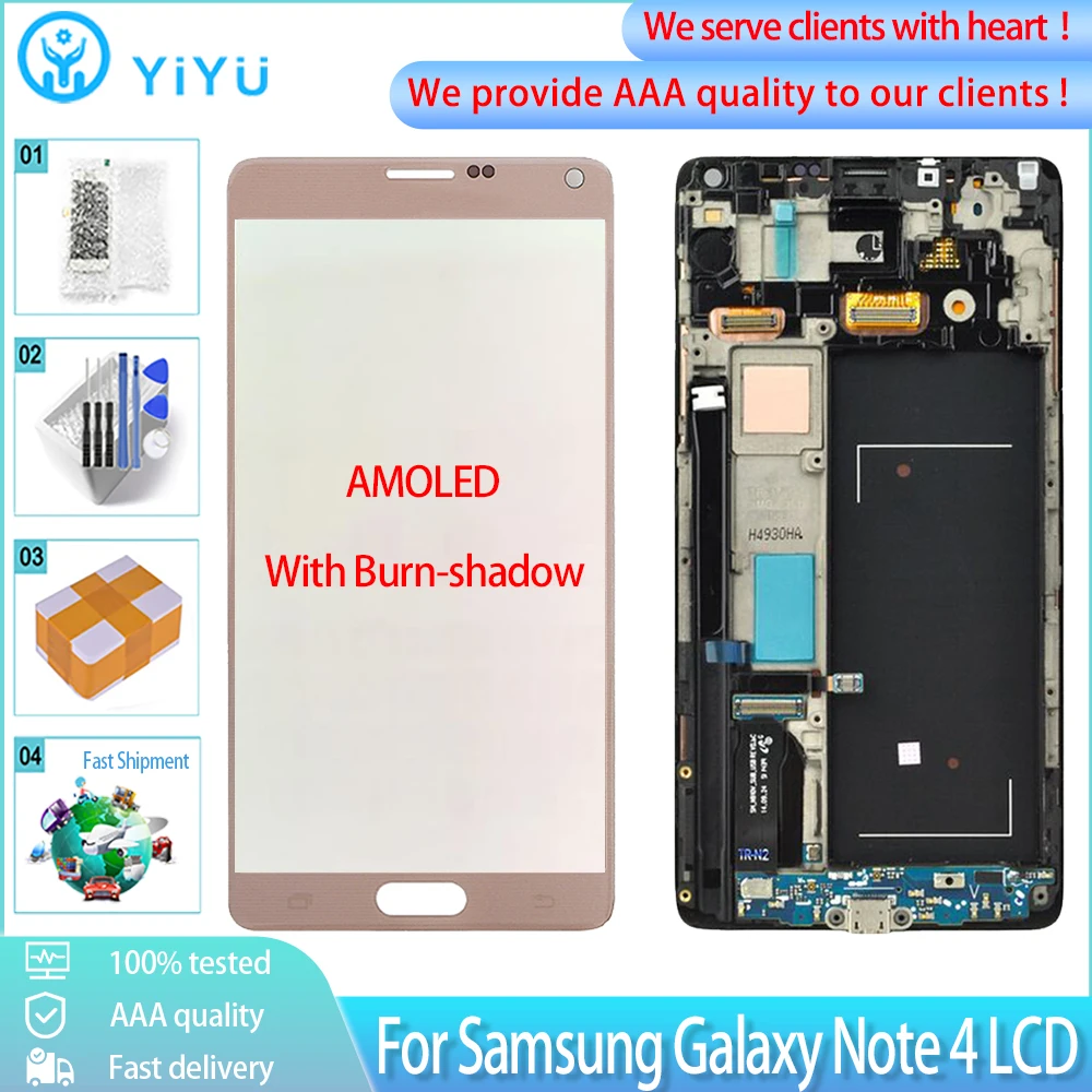 ЖК-дисплей 5 7 "для Samsung Galaxy Note 4 Note4 N910 N910C N910A N910F N910H AMOLED-экран с заменой ожога