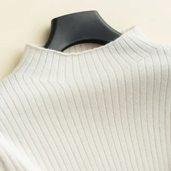 

2019 New Autumn Winter Women Knitted Half-high Collar Sweaters Long Sleeve Slim Fit Temperament Bottoming Sweater