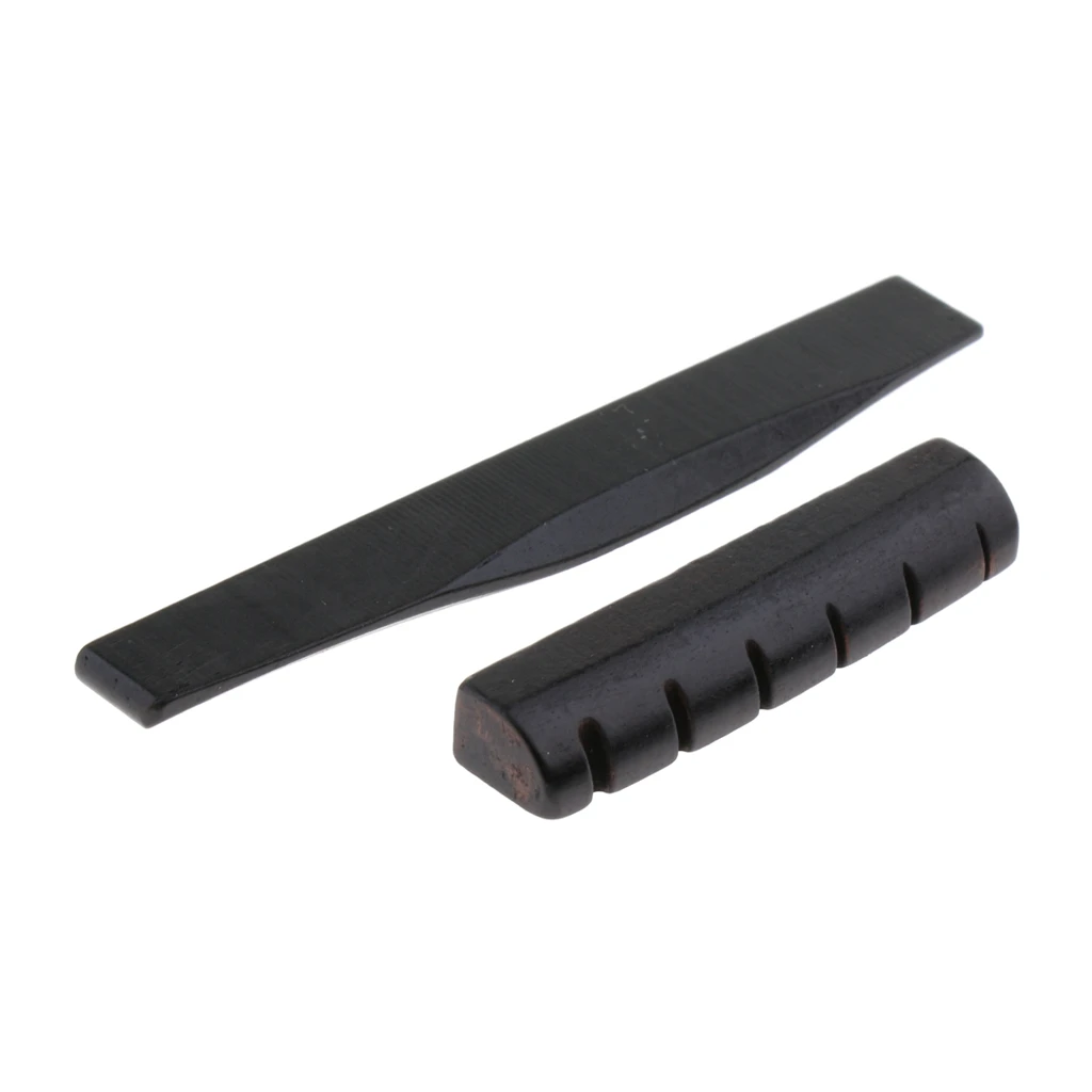 2pcs/Set Black Camel  Guitar Bridge Saddle And Nut For Acoustic Guitar Replacement ,Made Of Real 