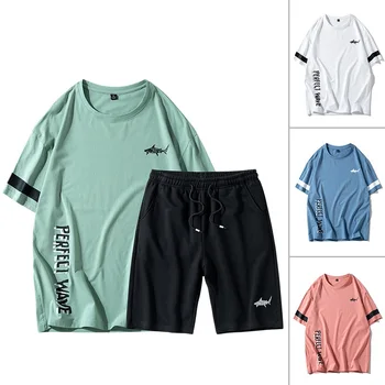 

Summer T-shirt and Shorts Men's High Quality Brand Casual Popular Streetwear Comfortable Breathable Letter Printed Suit M-4XL