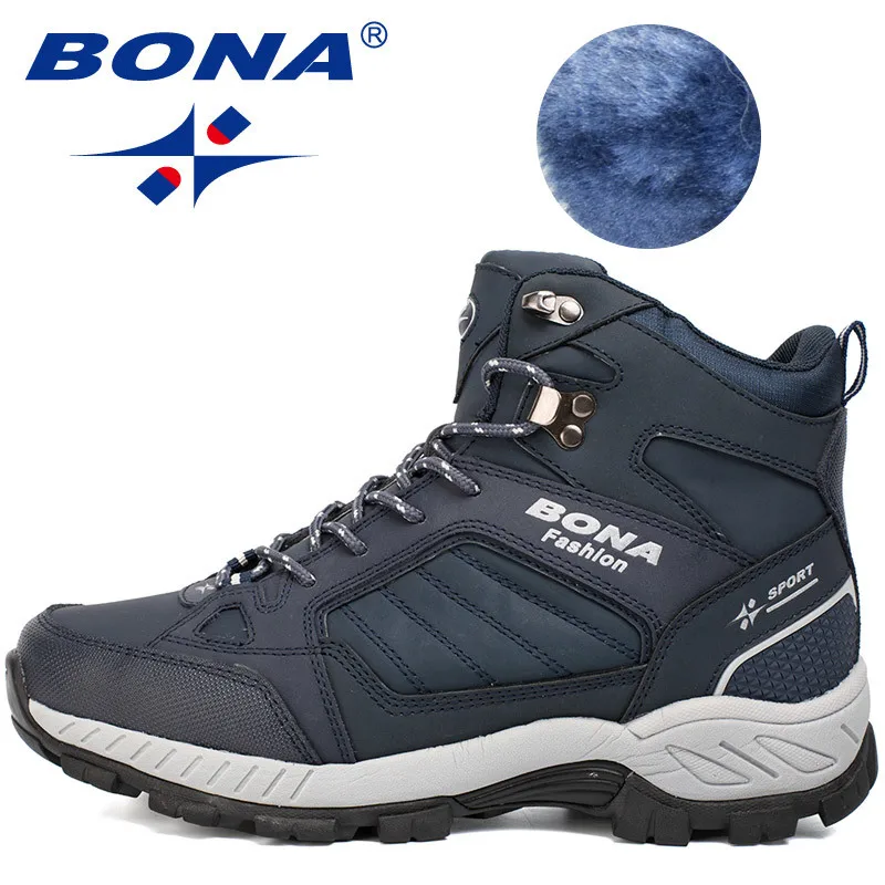 

BONA Hiking Shoes Men Waterproof Wool Plush Snow Climbing Mountain Outdoor Jogging Trekking Sport Shoes Climbing Sneakers Man