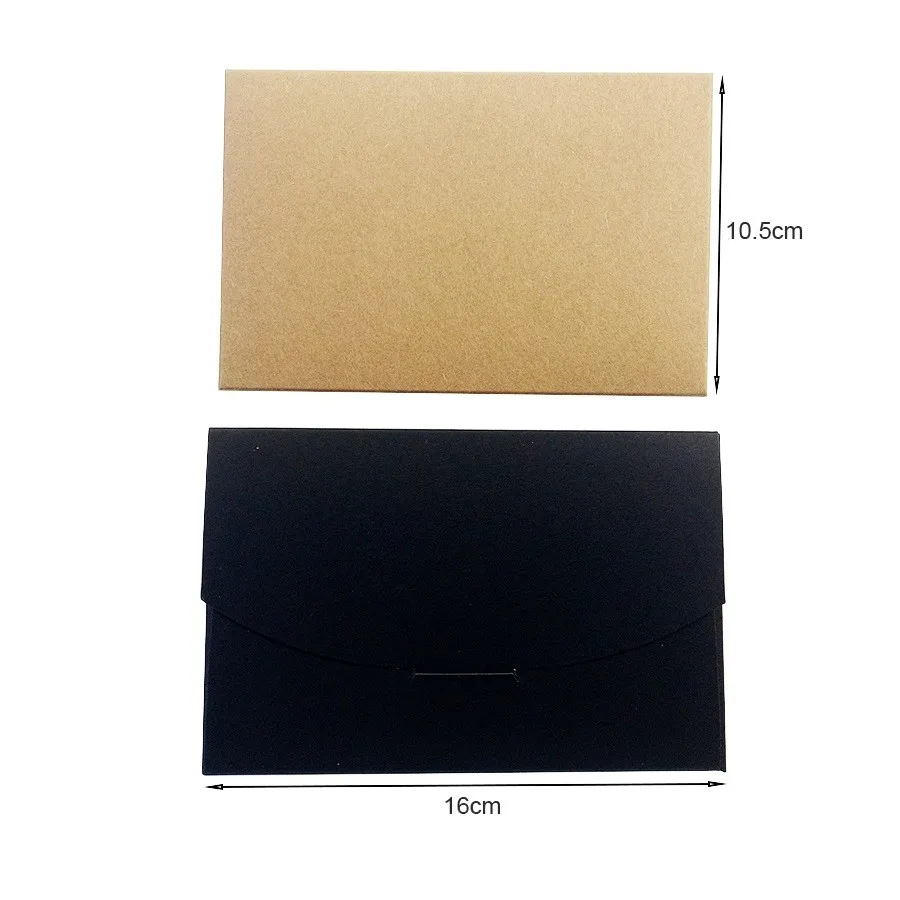 White cowhide black blank folding postcard packaging box 16*10.5cm package bagchrismas 10PCS packing pouches