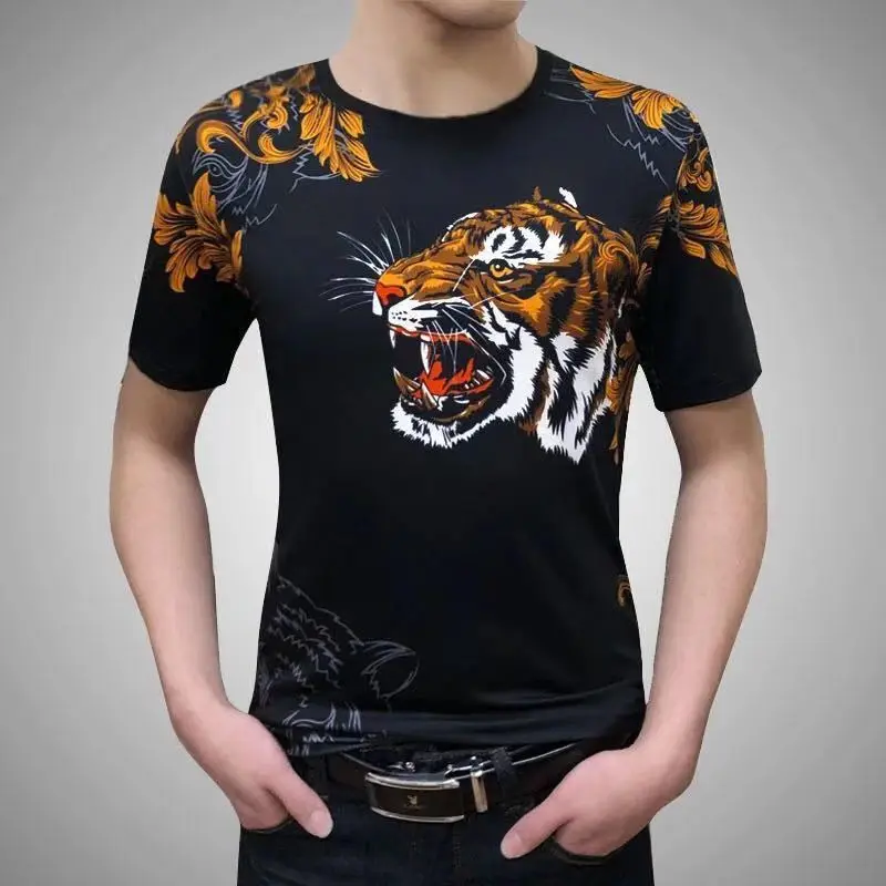 

M-5XL men 3D wolf dragon tiger pattern print T-shit o-neck personality Summer short-sleeved Tshirt Harajuku Casual male tee tops