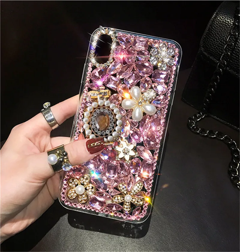 LaMaDiaa 3D жемчужный кристалл флакон духов блестящие Чехлы для Samsung Galaxy S10 S9 S8 Plus S7 edge