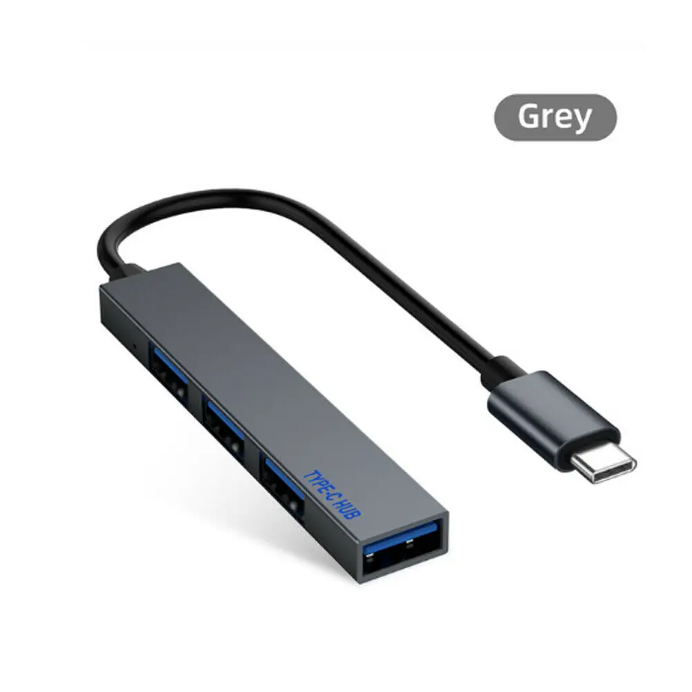 4 Порты и разъёмы USB концентратор Тип-C OTG USB Hub 3,1/3,0 мульти-Сплиттер расширения настольных ПК ноутбук Macbook адаптер - Цвет: Серый