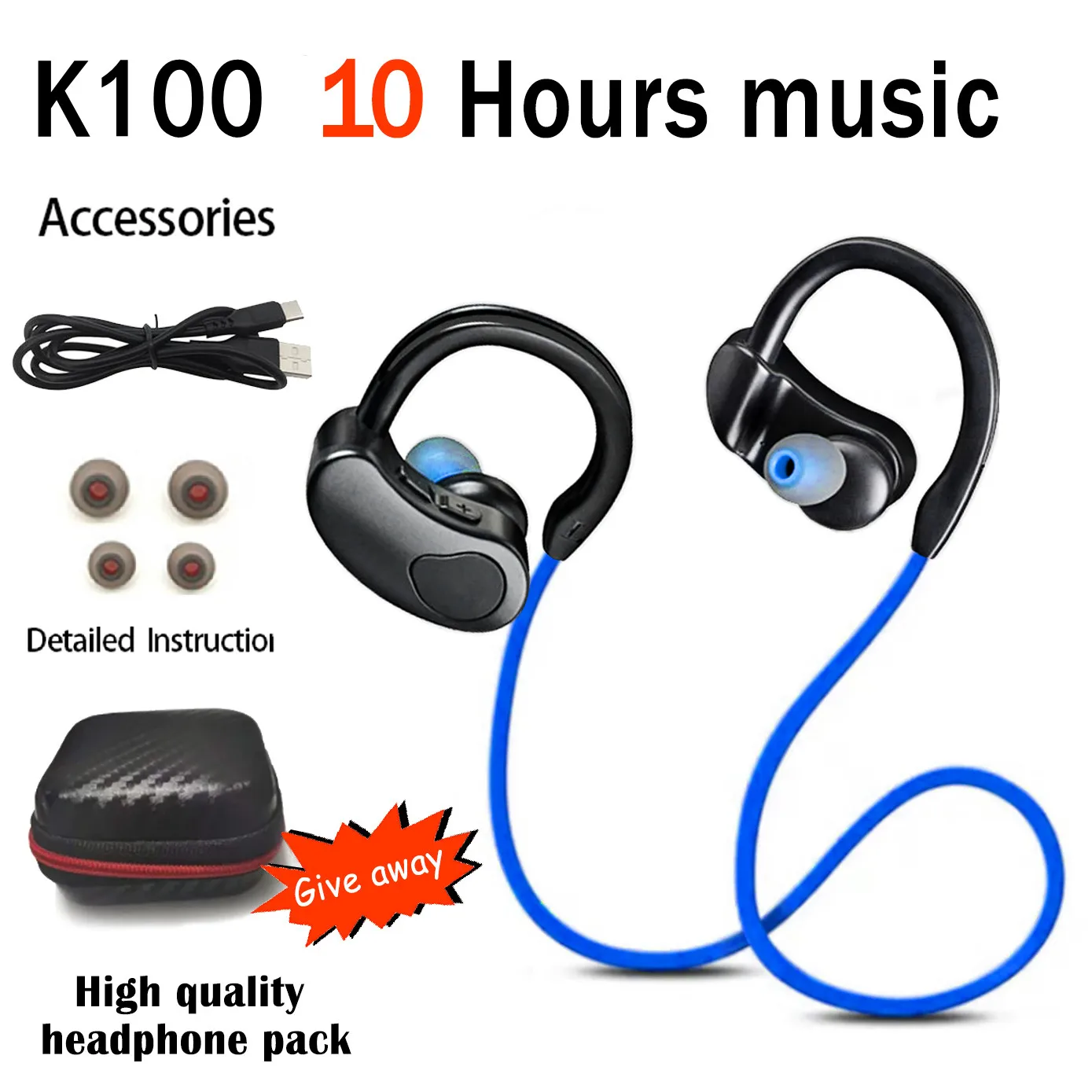 Беспроводная Спортивная Bluetooth-гарнитура K100 водонепроницаемые наушники с ушным