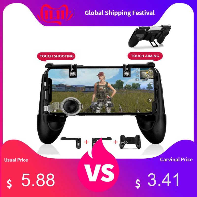 

3 in 1 For PUBG Game Mini Handle Gamepad For Mobile Phone Game Controller Shooter Trigger Joystick Fire Button For iPhone