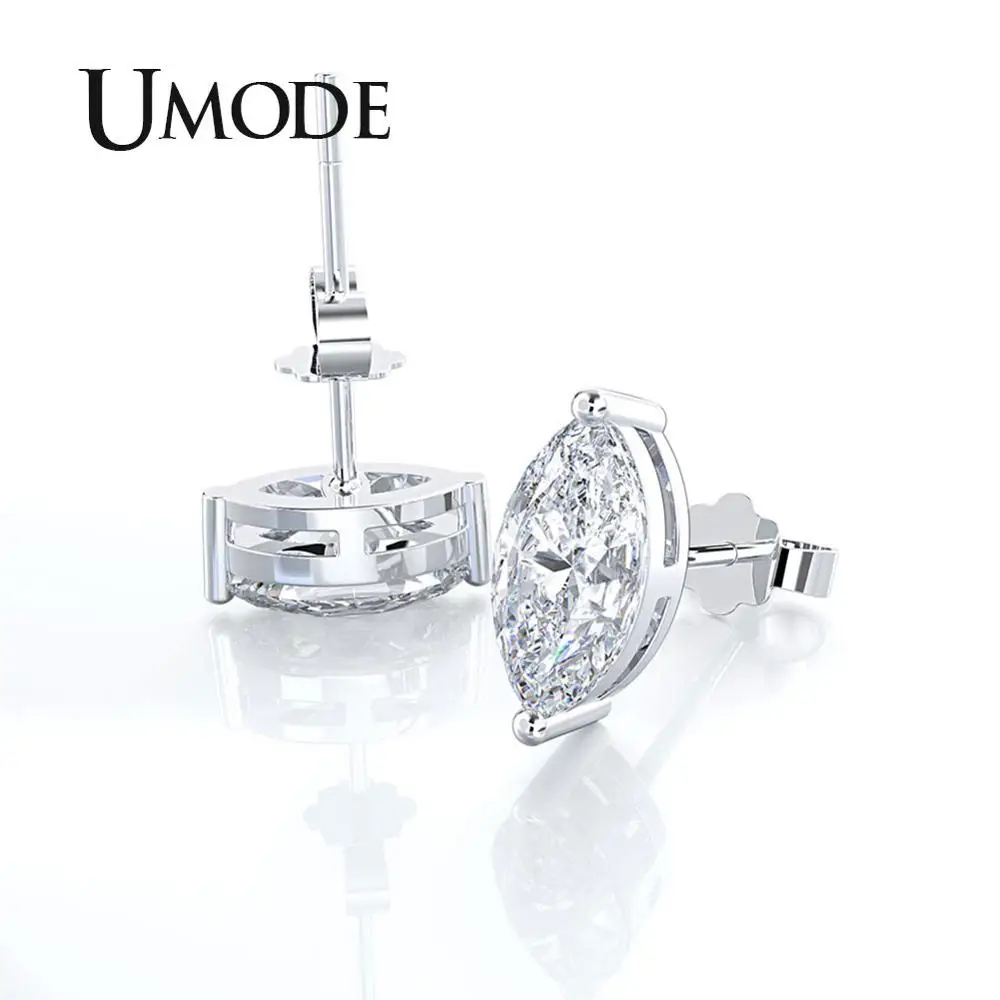 UMODE серьги-гвоздики на подушке, маленькие простые серьги-гвоздики для девочек, модные циркониевые Женские ювелирные аксессуары, роскошные брендовые ювелирные изделия UE0596 - Окраска металла: Clear