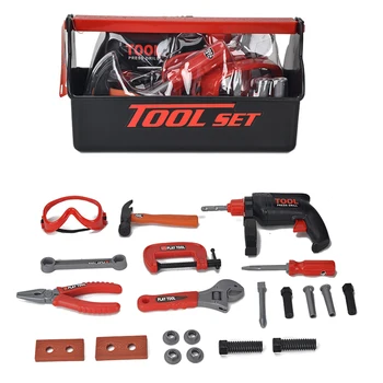 

21pcs Children Simulation Repair Tool Kit Pretend Toolbox Toys With Inertia Drill Plastic Pretend Play Toy Set Children Toy Gift
