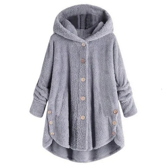 Winter large size S-5XL Ms. pregnant women coat button coat fluffy tops hooded pregnancy loose oversized warm