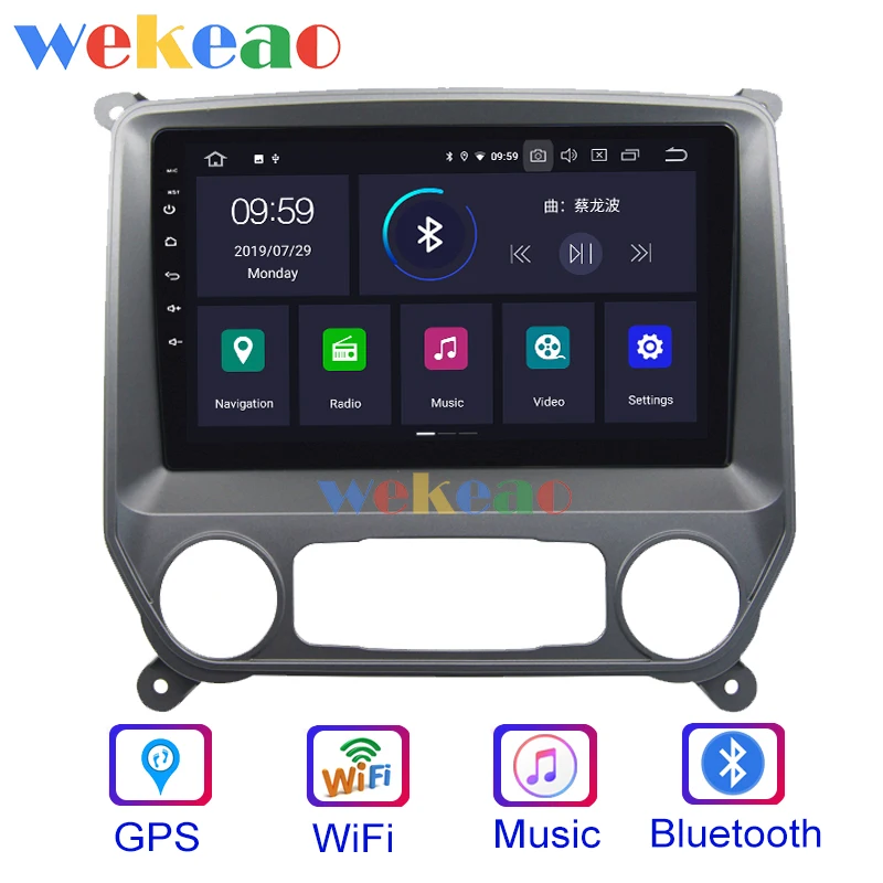Wekeao 9'' 1 Din Android 9.0 Car Radio Automotivo For Chevrolet Silverado GMC Android Auto GPS Navi