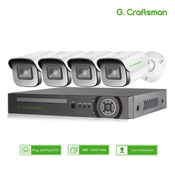 Xmeye 4mp poe câmera ip detecção de rosto ai kits sistema de segurança alarme áudio cctv vigilância vídeo onvif nvr