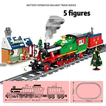 

913PCS 98251 Technic Winter Holiday Christmas Train with Power Function Building Blocks Bricks Toys for Children Christmas Gift