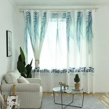 

Simple Modern Nordic Banana Leaf Velvet Linen Curtains for Living Room Printing Curtains for Bedroom Balcony Curtains Tulle