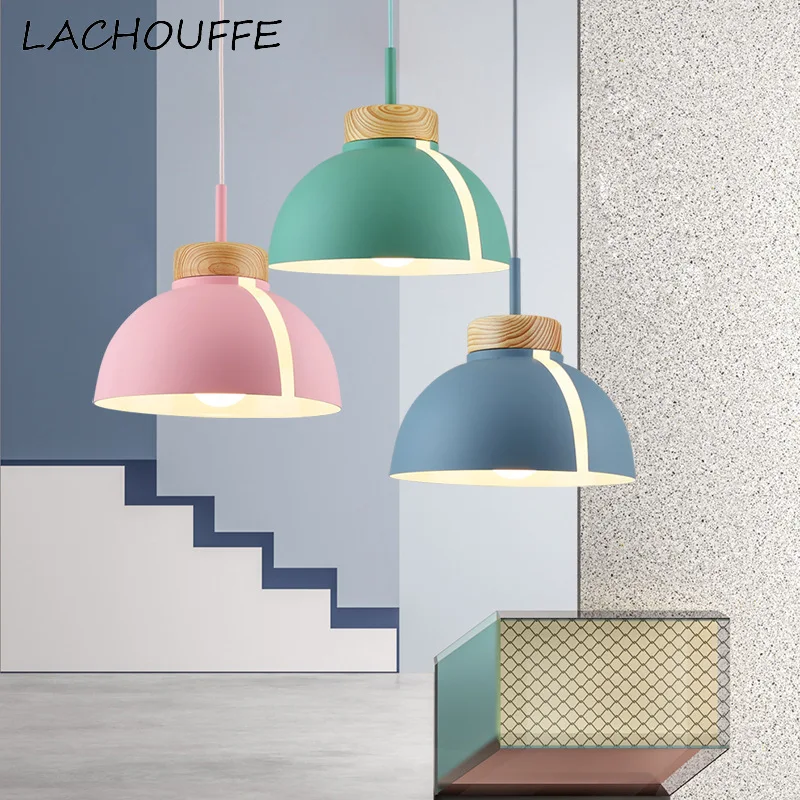 

Nordic Simple Macaron Led Pendant Lamp Modern Metal Hanging Light Fixtures for Bedroom Dining Room Kitchen Home Decor Luminaire