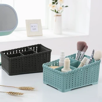 

Large Capacity Makeup Organizer Cosmetic Storage Box 4 grid Plastic Makeup Organizer Desktop Sundries Storage Box home organizer