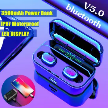 

3500Mah LCD TWS Wireless Head Earphones Bluetooth 8D Stereo Earphones In-Ear Headset Wireless Charging LED Digital Indication