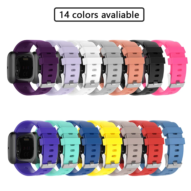 Силиконовый ремешок для Fitbit versa 2, аксессуары для умных часов, браслет, однотонный ремешок, мягкий, водонепроницаемый, быстро прилегающий браслет