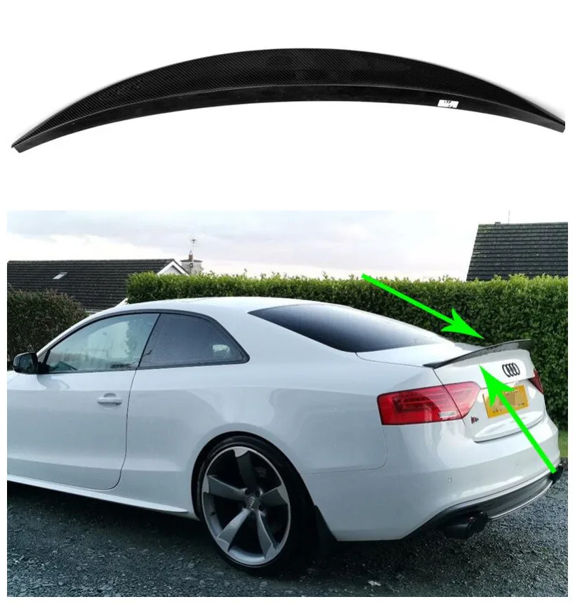 

High quality Carbon Fiber Car Rear Trunk Lip Spoiler Wing Fits For Audi S5 B8/B8.5 Coupe 2008 2009 2010 2011 2012 2013 2014 2015