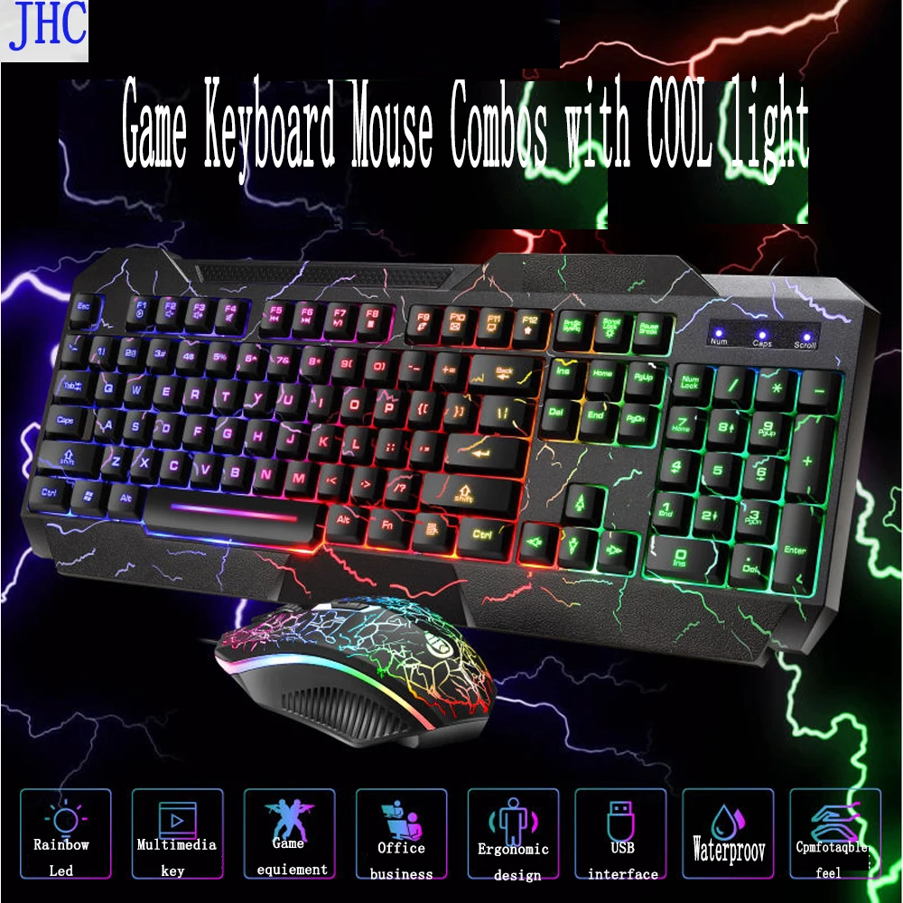 Проводная игровая клавиатура JHC мышь комбинированная и крутой Механический