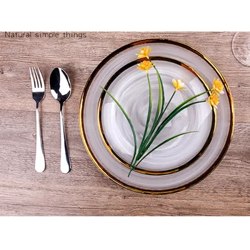 

Creative description Phnom Penh cloud crystal glass plate European and American hotel wedding tableware household handmade plat