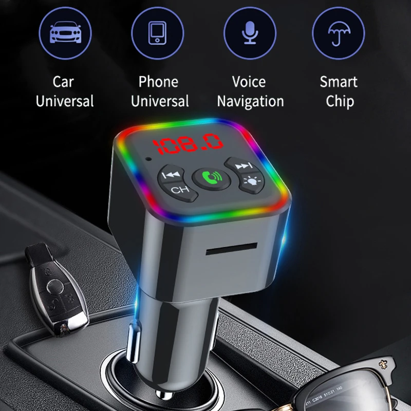 Reproductor Mp3 F10 para adaptador receptor Bluetooth, disco U, luz de ambiente, encendedor de cigarrillos, accesorios para coche F10|Transmisores de FM| - AliExpress