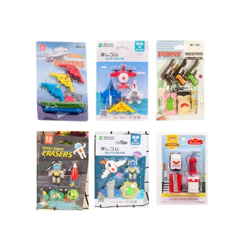 

cute weapon army gun plane pens eraser set kawaii pencil erasers for kids rubber stationery school supplies student prizes Gifts