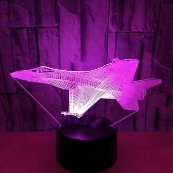 

New-Fighting Plane 3D Lamp Light Fighter Jet Kit Remote Switch Small Night Light Colored Lights Bedroom Table Lamp