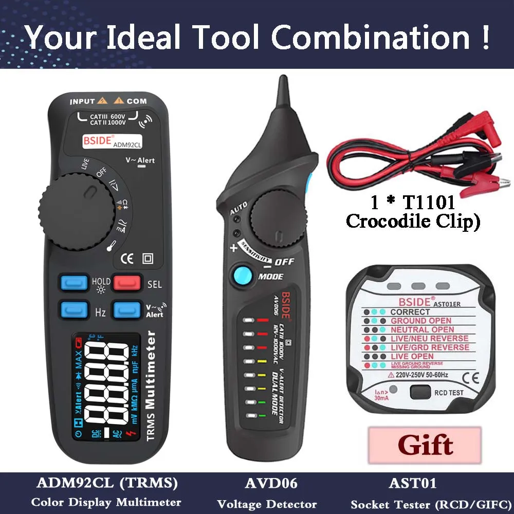 Tool Kit (Black) Многофункциональный цифровой мультиметр BSIDE ADM92CL цветной ЖК-дисплей Multimetro Автоматический диапазон True Temp Тестер Вольтметр Ampermetr - Цвет: Tool Kit (Black)